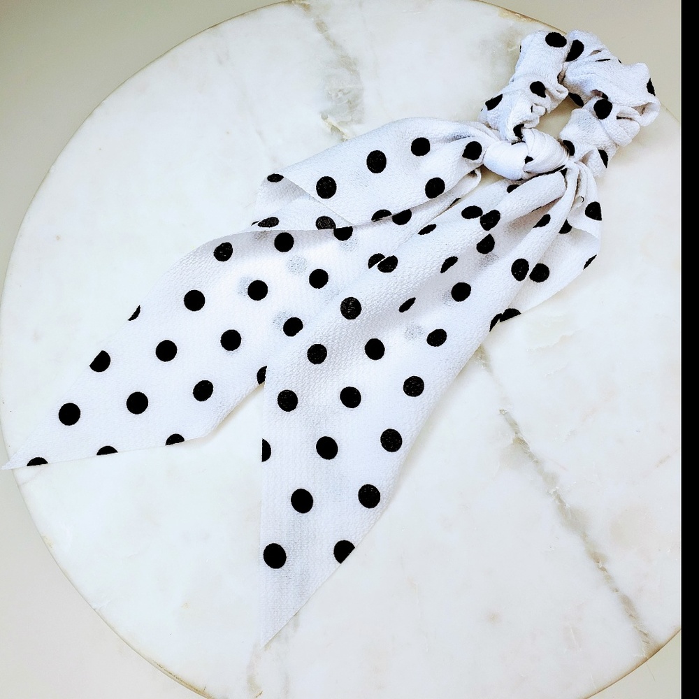 !!!5 for $25 White and White Hair Scarf Scrunchies - Picture 2 of 5